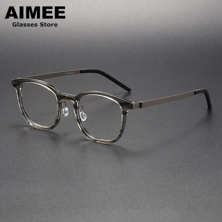 Aimee Women's Full Rim Square Titanium Acetate Eyeglasses 81051 Full Rim Aimee Clear-Grey