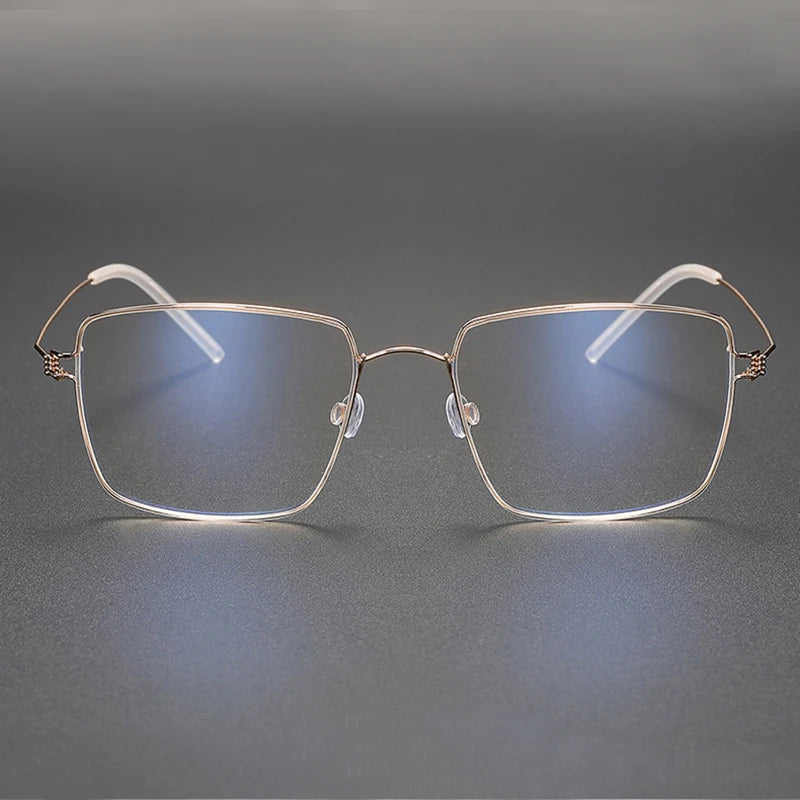 Black Mask Women's Full Rim Square Screwless Titanium Eyeglasses M1854 Full Rim Black Mask