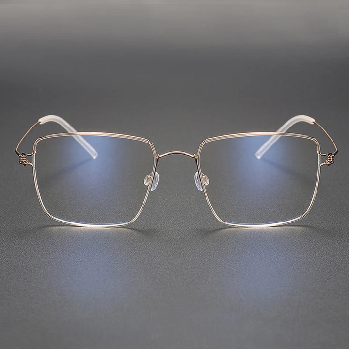 Black Mask Women's Full Rim Square Screwless Titanium Eyeglasses M1854 Full Rim Black Mask