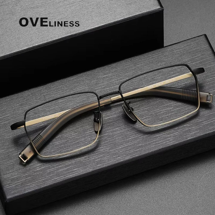 Oveliness Unisex Full Rim Square Titanium Eyeglasses 07519 Full Rim Oveliness