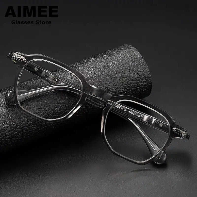 Aimee Unisex Full Rim Irregular Oval Titanium Acetate Eyeglasses 985855 Full Rim Aimee