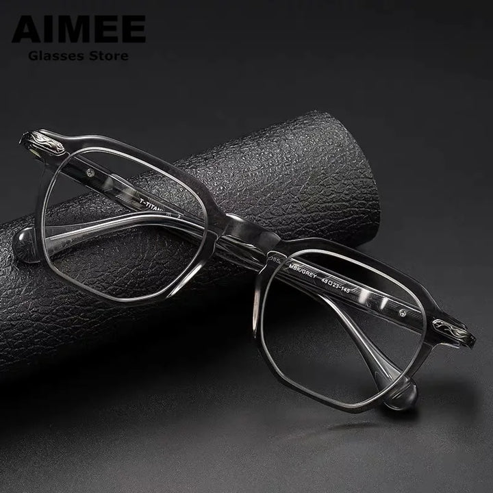 Aimee Unisex Full Rim Irregular Oval Titanium Acetate Eyeglasses 985855 Full Rim Aimee