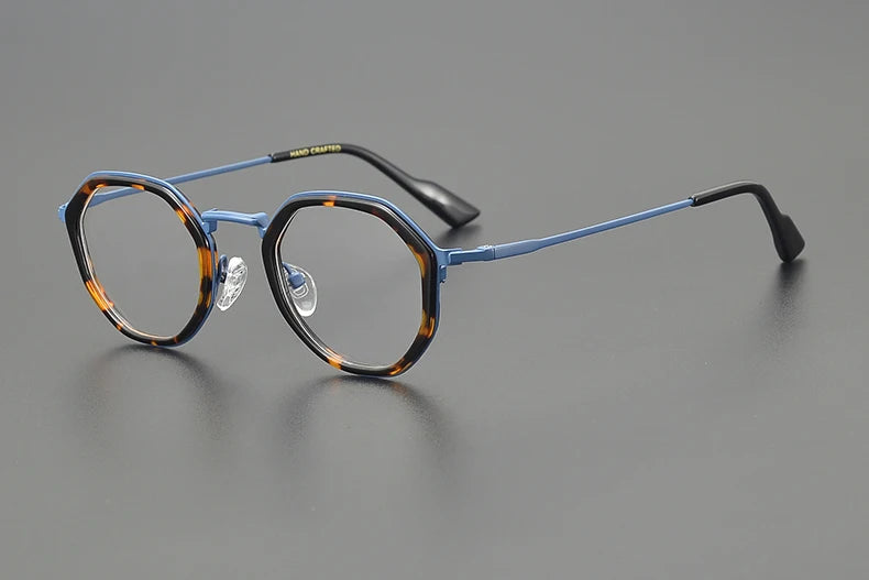 Aimee Unisex Full Rim Round Polygon Titanium Acetate Eyeglasses 14023 Full Rim Aimee