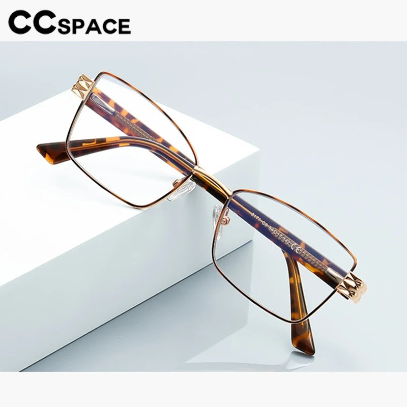 CCspace Women's Full Rim Square Alloy Tr 90 Reading Glasses 310553