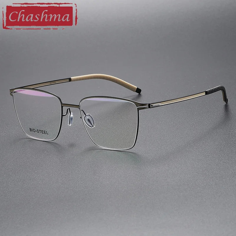 Chashma Ottica Men's Full Rim Square Titanium Eyeglasses 408 Full Rim Chashma Ottica Black  