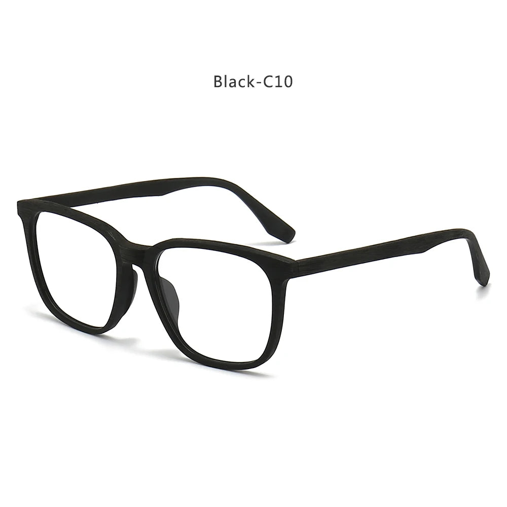 Hdcrafter Unisex Full Rim Square Oval Bamboo Wood Eyeglasses 48082 Full Rim Hdcrafter Eyeglasses Black-C10