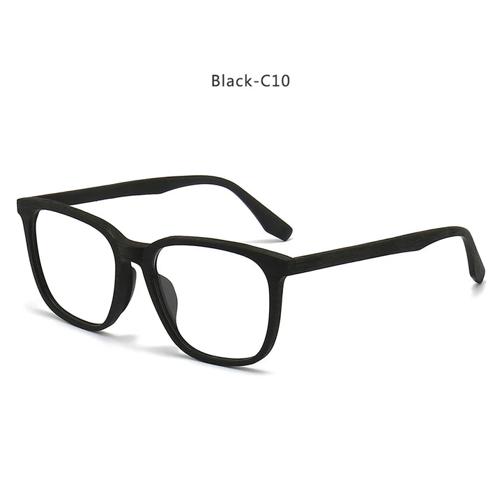 Hdcrafter Unisex Full Rim Square Oval Bamboo Wood Eyeglasses 48082 Full Rim Hdcrafter Eyeglasses Black-C10