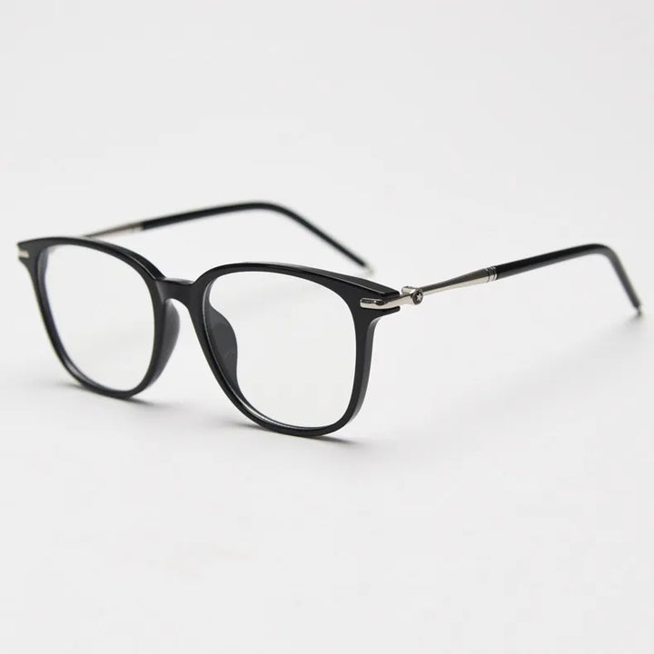 CCspace Unisex Full Rim Square Tr 90 Titanium Eyeglasses 56968 Full Rim CCspace C10BlackSilver