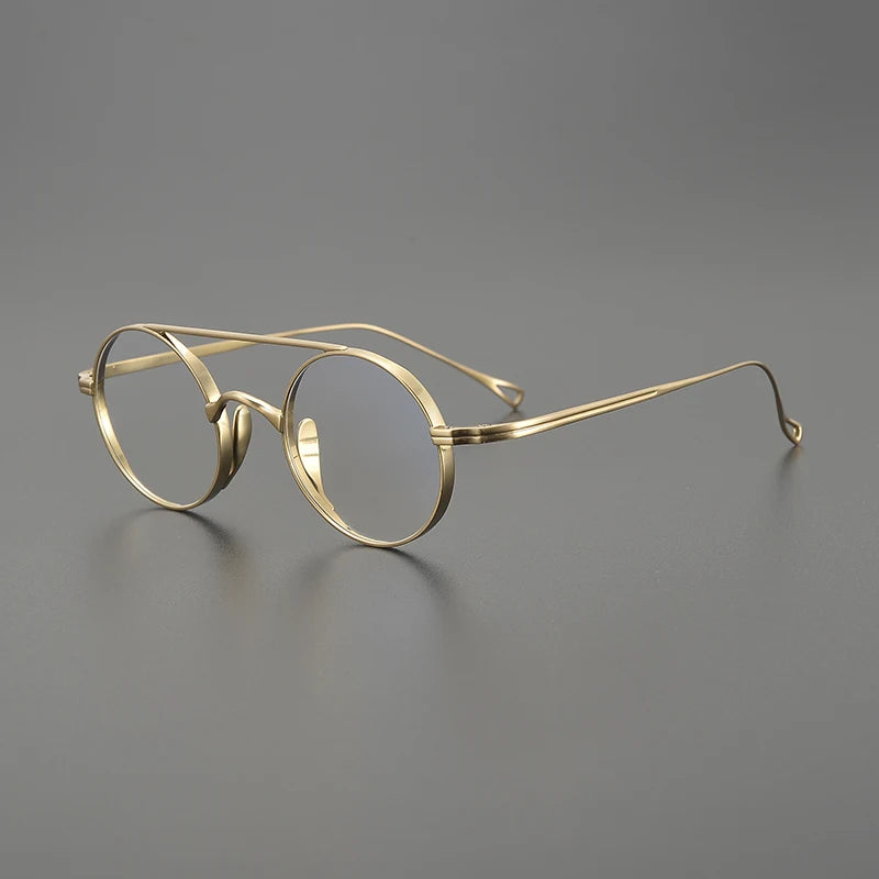 Black Mask Women's Full Rim Round Double Bridge Titanium Eyeglasses 79500