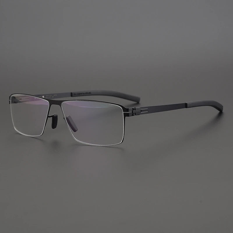 Black Mask Unisex Full Rim Rectangle Screwless Steel Eyeglasses 4795 Full Rim Black Mask Black