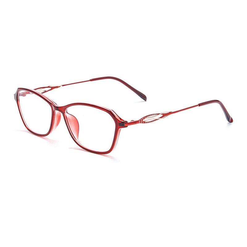 Yimaruili Women's Full Rim Square Tr 90 Alloy Hyperopic HD Reading Glasses 3603lh Reading Glasses Yimaruili Eyeglasses +100 Red 