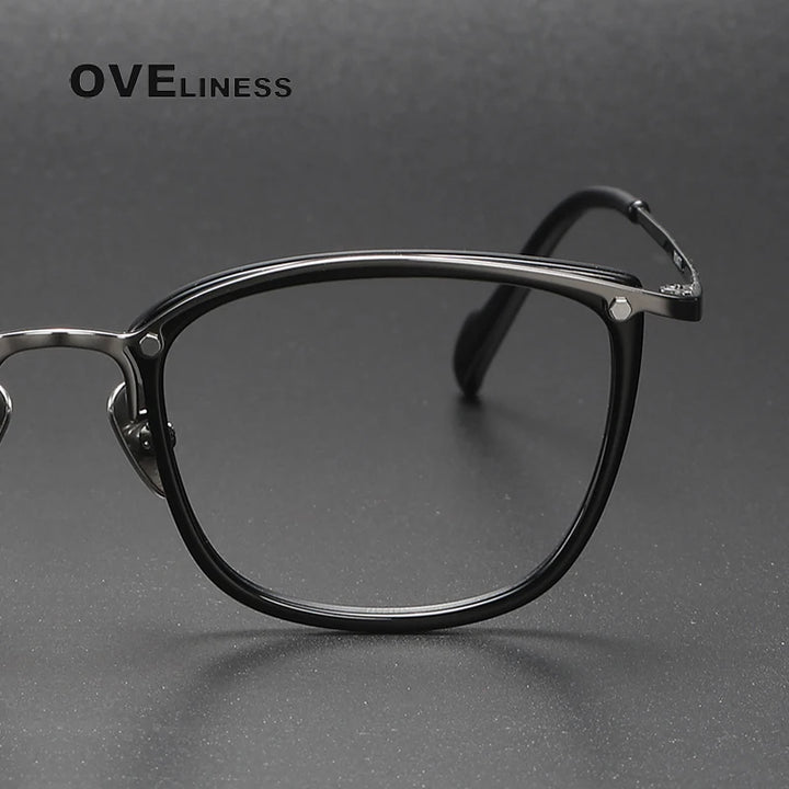 Oveliness Unisex Full Rim Square Acetate Titanium Eyeglasses Y053 Full Rim Oveliness