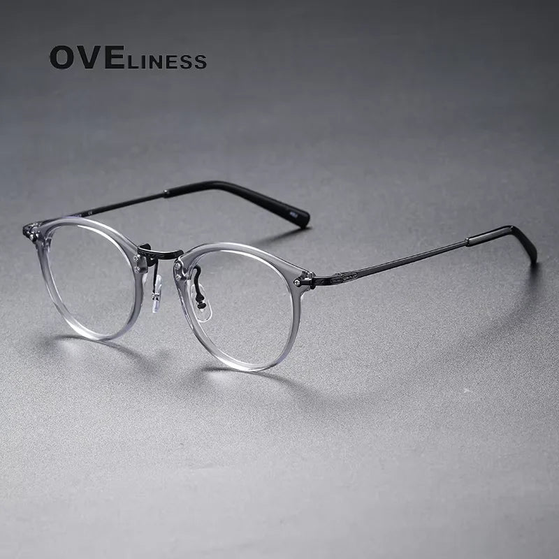Oveliness Unisex Full Rim Oval Square Acetate Titanium Eyeglasses 614805