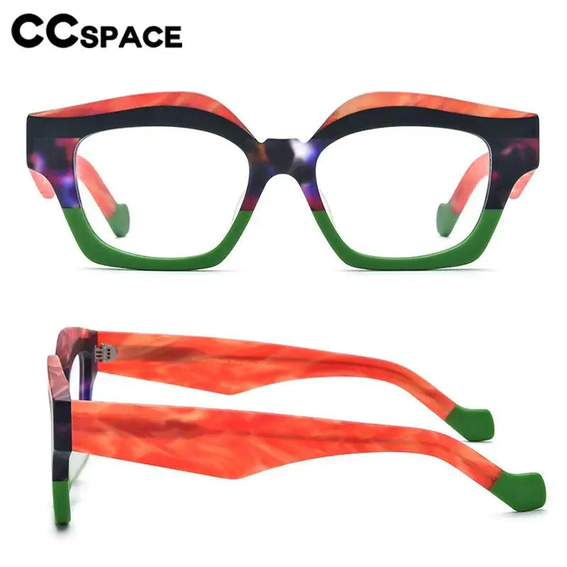 CCspace Unisex Full Rim Square Acetate Eyeglasses 57163 Full Rim CCspace