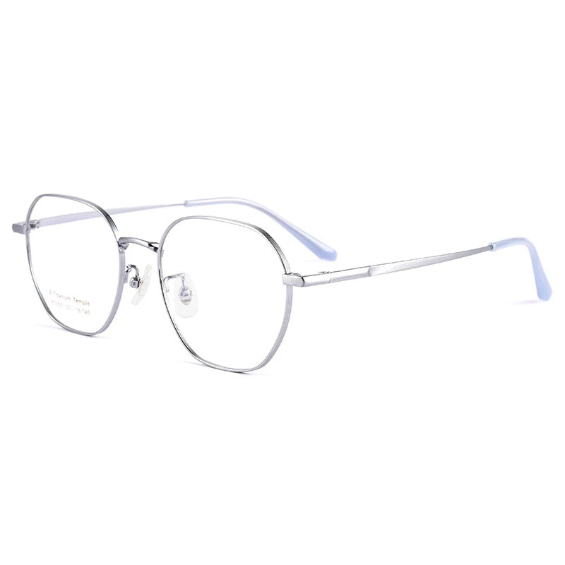 Handoer Women's Full Rim Flat Top Polygon Titanium Eyeglasses 75055