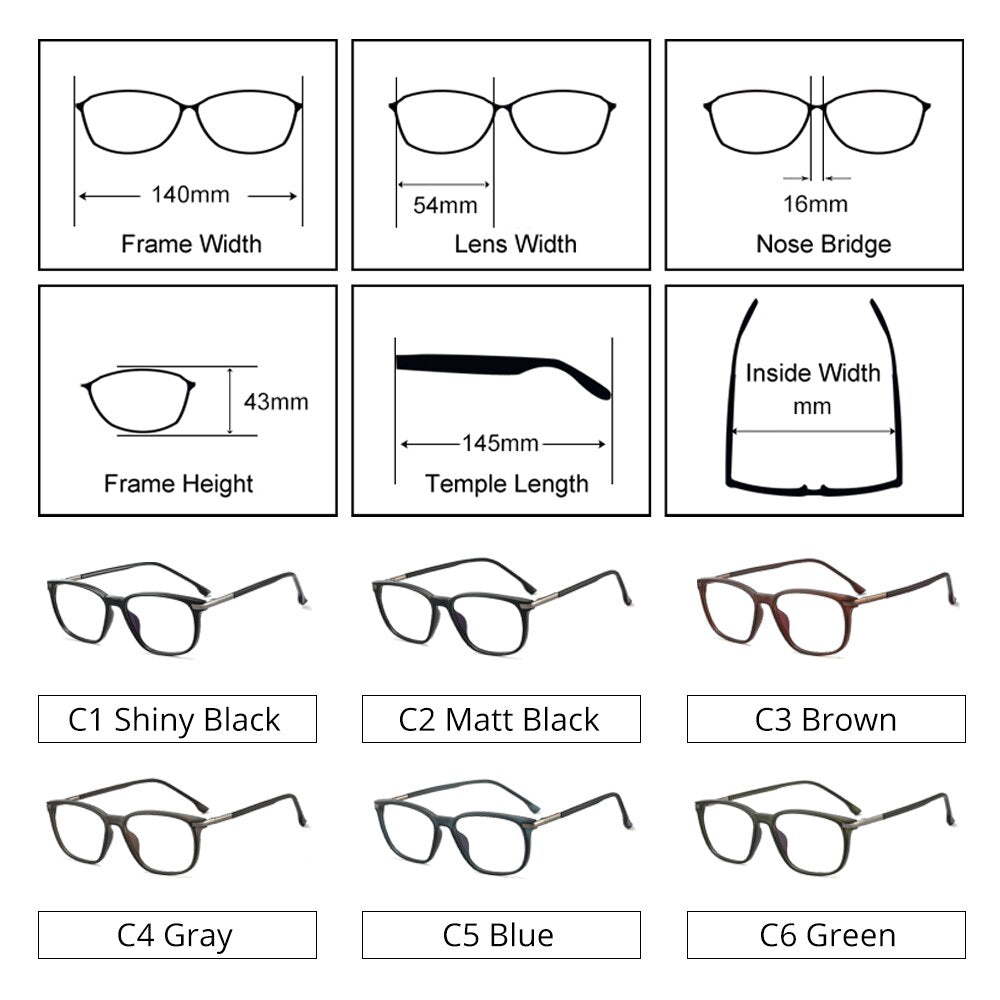 Ralferty Men's Full Rim Square Tr 90 Acetate Eyeglasses F95363 Full Rim Ralferty