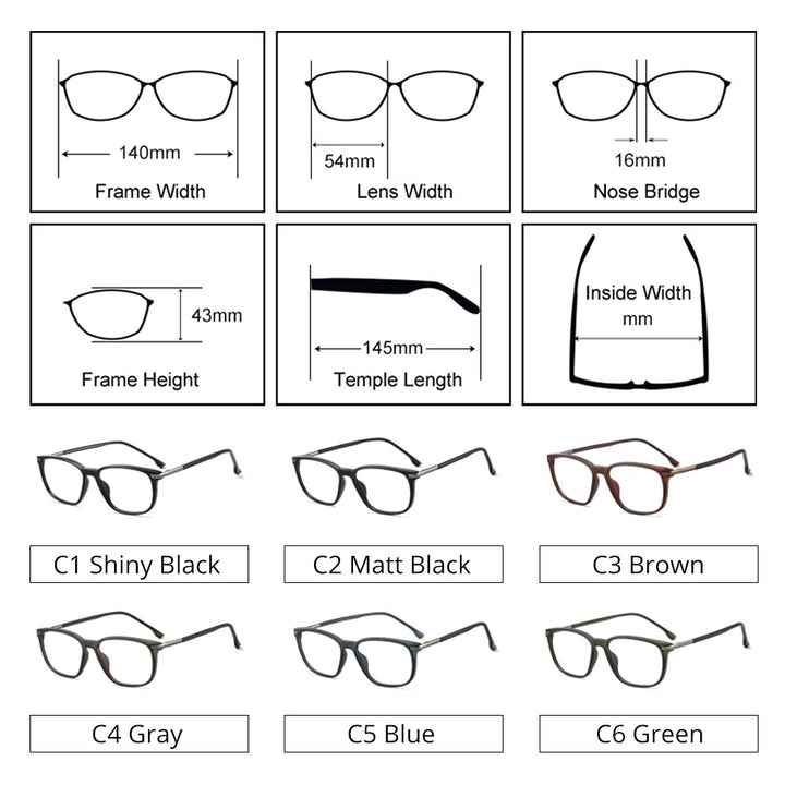Ralferty Men's Full Rim Square Tr 90 Acetate Eyeglasses F95363 Full Rim Ralferty