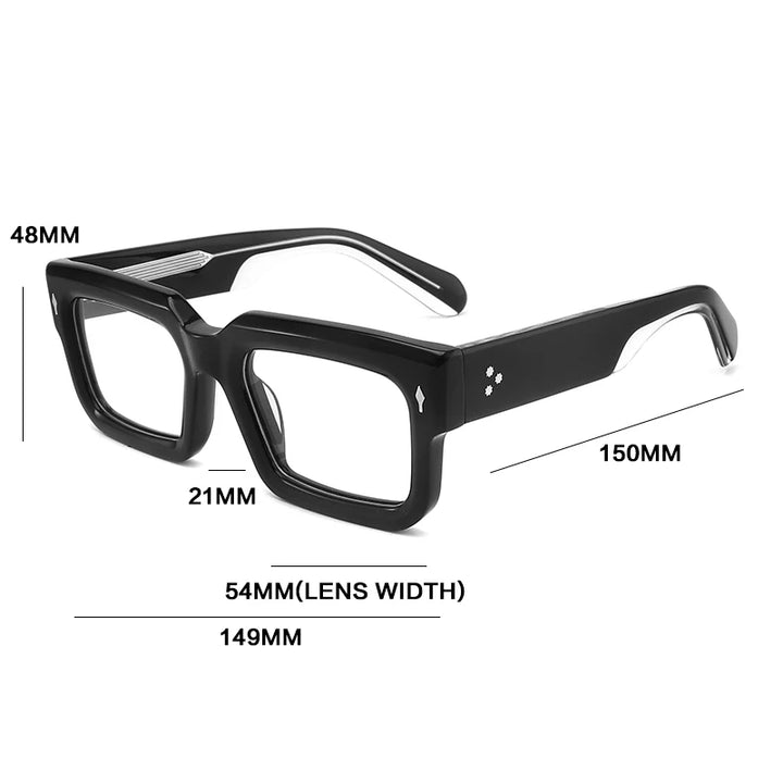 Gatenac Unisex Full Rim Big Square Acetate Reading Glasses Gxyj91018