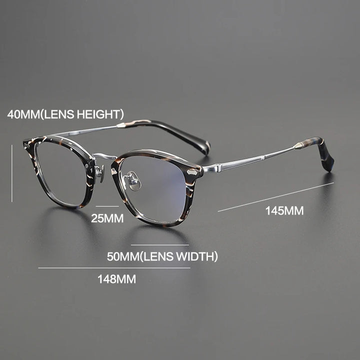 Gatenac Unisex Full Rim Square Titanium Acetate Eyeglasses Gxyj1539 Full Rim Gatenac