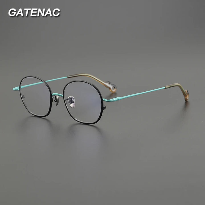 Gatenac Unisex Full Rim Small Round Titanium Eyeglasses Gxyj1457 Full Rim Gatenac