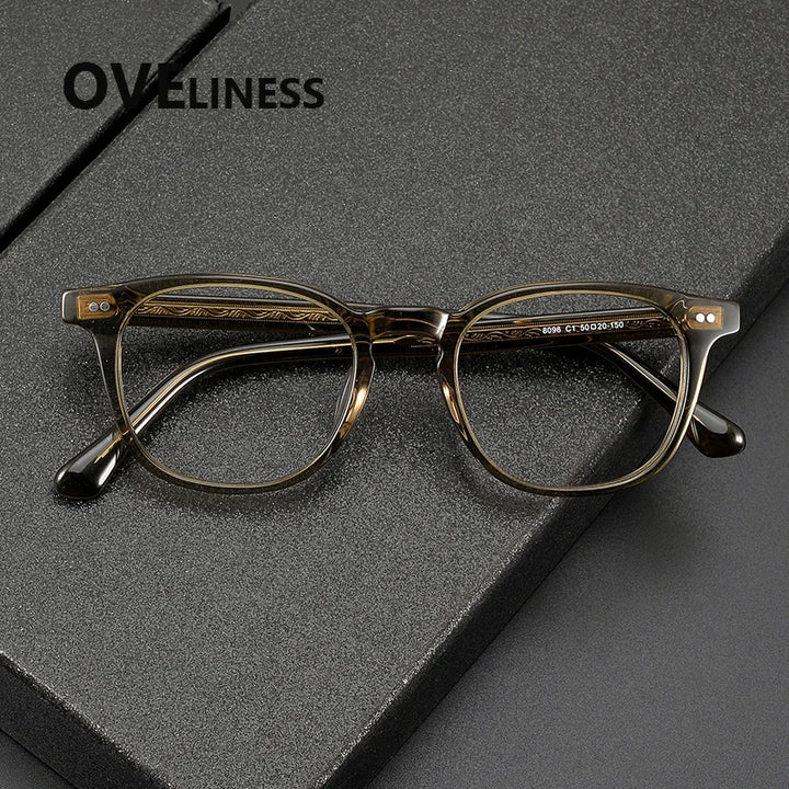 Oveliness Unisex Full Rim Oval Square Acetate Eyeglasses 78096 Full Rim Oveliness