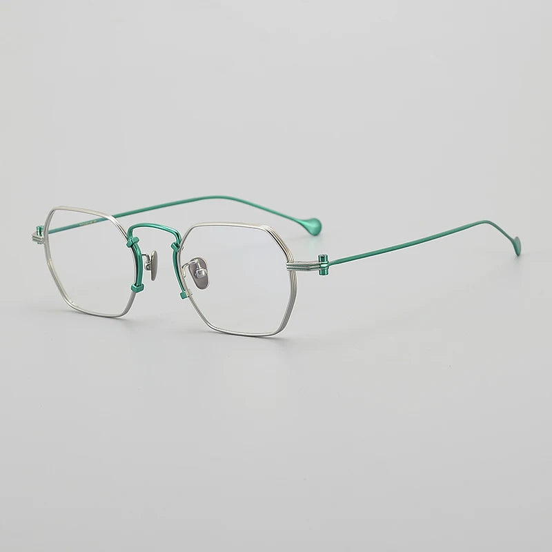 Muzz Unisex Full Rim Flat Top Square Titanium Eyeglasses 1969 Full Rim Muzz Green