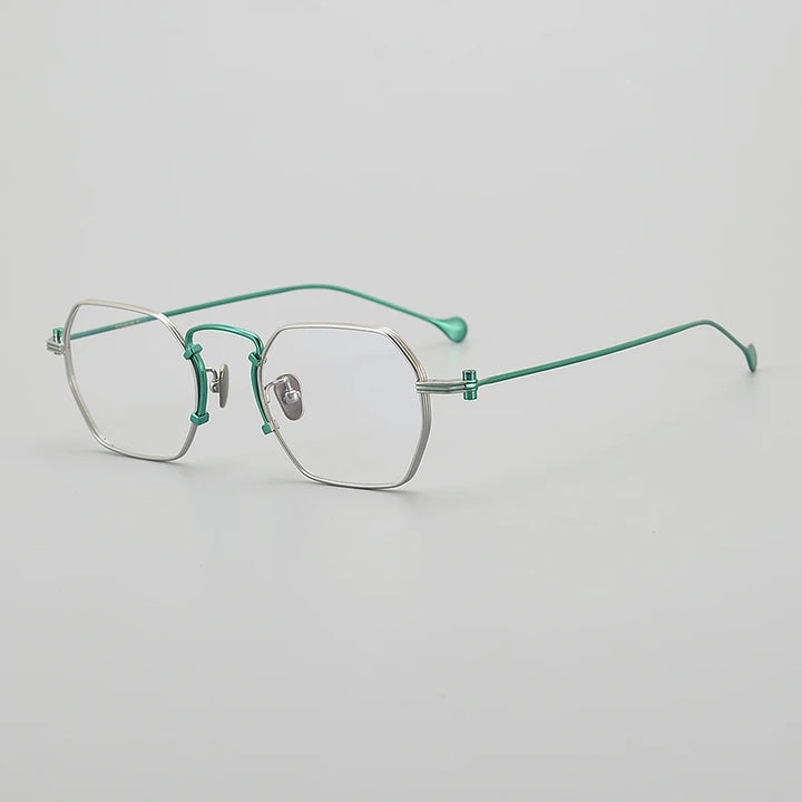 Muzz Unisex Full Rim Flat Top Square Titanium Eyeglasses 1969 Full Rim Muzz Green