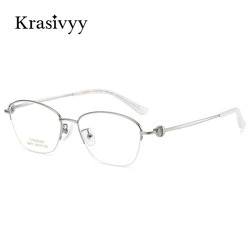 Krasivyy Unisex Semi Rim Oval Square Titanium Eyeglasses 56011