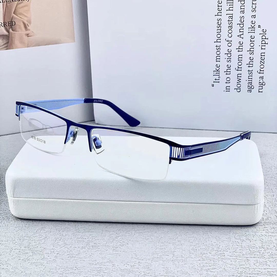 Cubojue Unisex Semi Rim Rectangle Alloy Reading Glasses C678 Reading Glasses Cubojue +150 Blue
