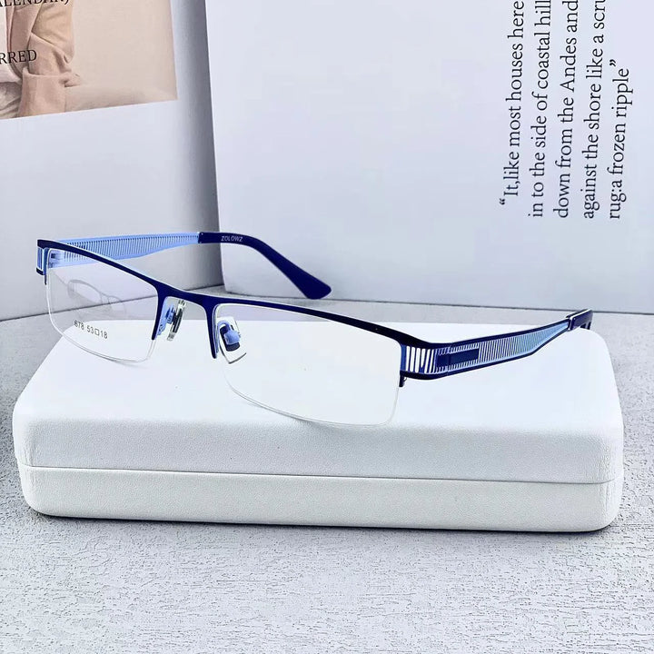 Cubojue Unisex Semi Rim Rectangle Alloy Reading Glasses C678 Reading Glasses Cubojue +150 Blue