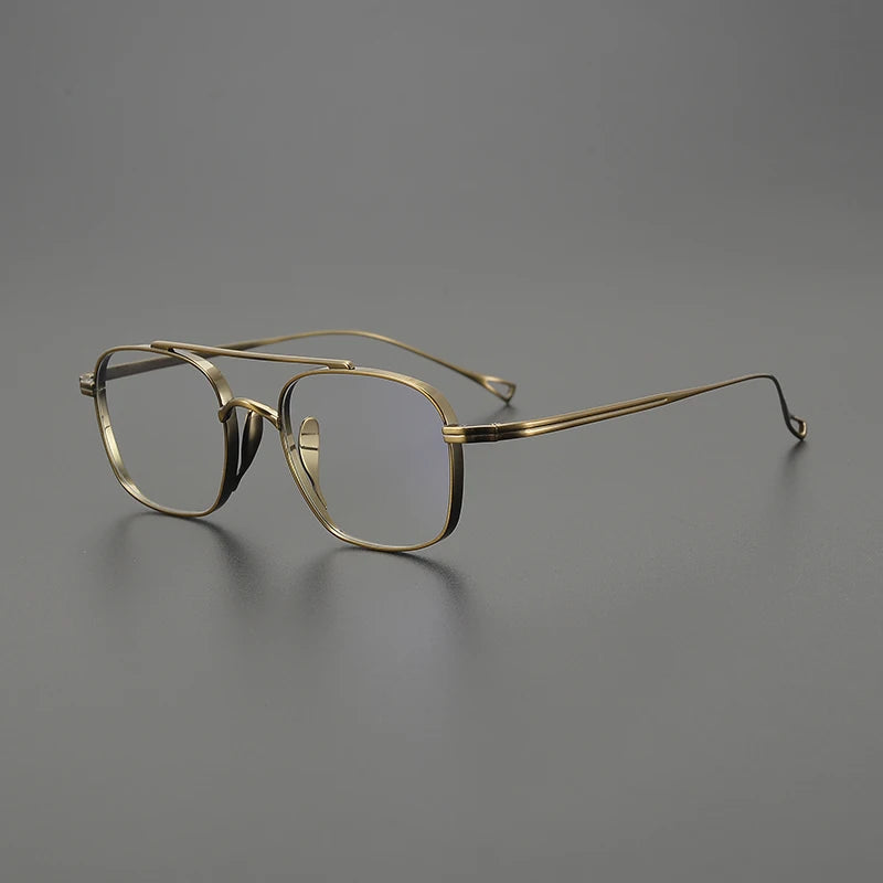 Black Mask Unisex Full Rim Square Double Bridge Titanium Eyeglasses K9501 Full Rim Black Mask Bronze