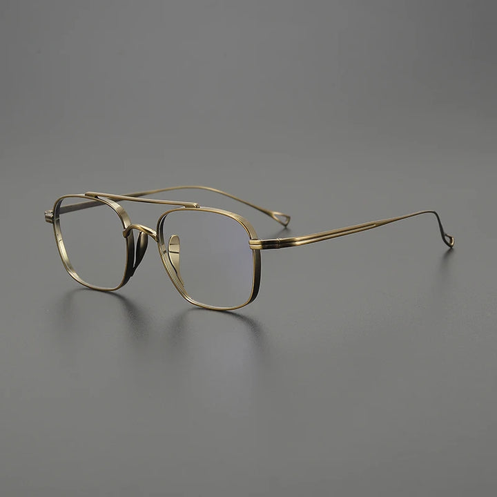 Black Mask Unisex Full Rim Square Double Bridge Titanium Eyeglasses K9501 Full Rim Black Mask Bronze