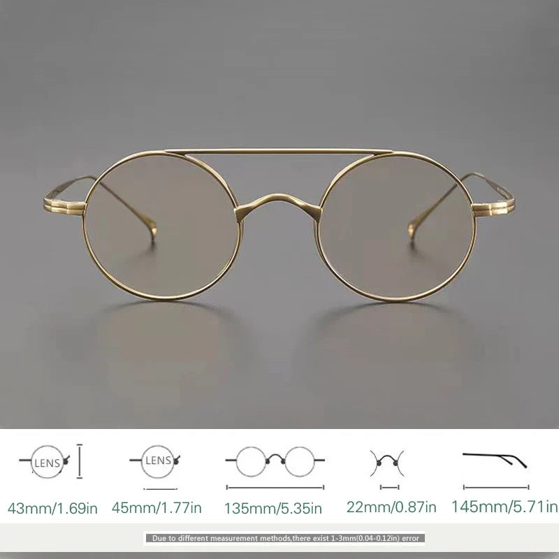 Yujo Women's Full Rim Round Double Bridge Titanium Eyeglasses 13522 Full Rim Yujo