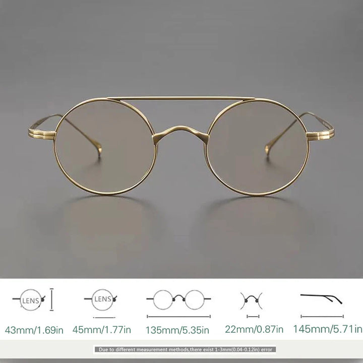 Yujo Women's Full Rim Round Double Bridge Titanium Eyeglasses 13522 Full Rim Yujo