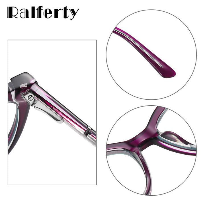 Ralferty Women's Full Rim Square Cat Eye Acetate Eyeglasses D8819 Full Rim Ralferty