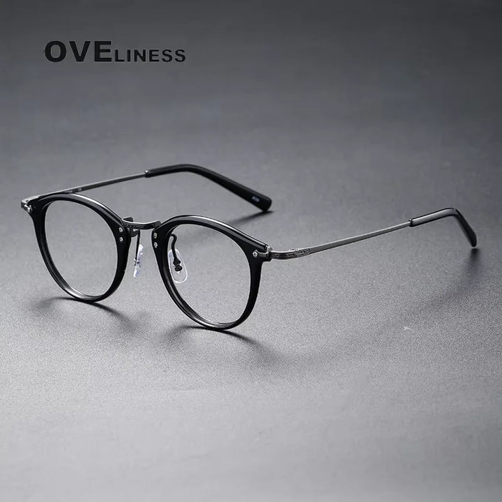 Oveliness Unisex Full Rim Oval Square Acetate Titanium Eyeglasses 614805