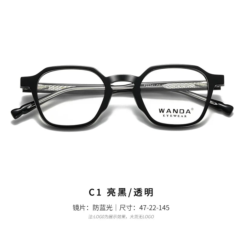 Reven Jate Women's Full Rim Polygon Square Tr 90 Alloy Eyeglasses 22241