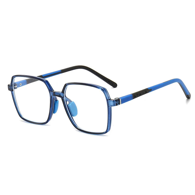 CCspace Unisex Children's Full Rim Square Tr 90 Titanium Eyeglasses 57511 Full Rim CCSpace BlueBlack