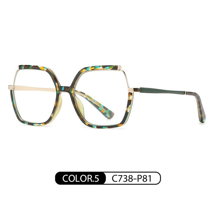 CCspace Women's Semi Rim Square Tr 90 Titanium Eyeglasses 56716 Semi Rim CCspace C5Leopard