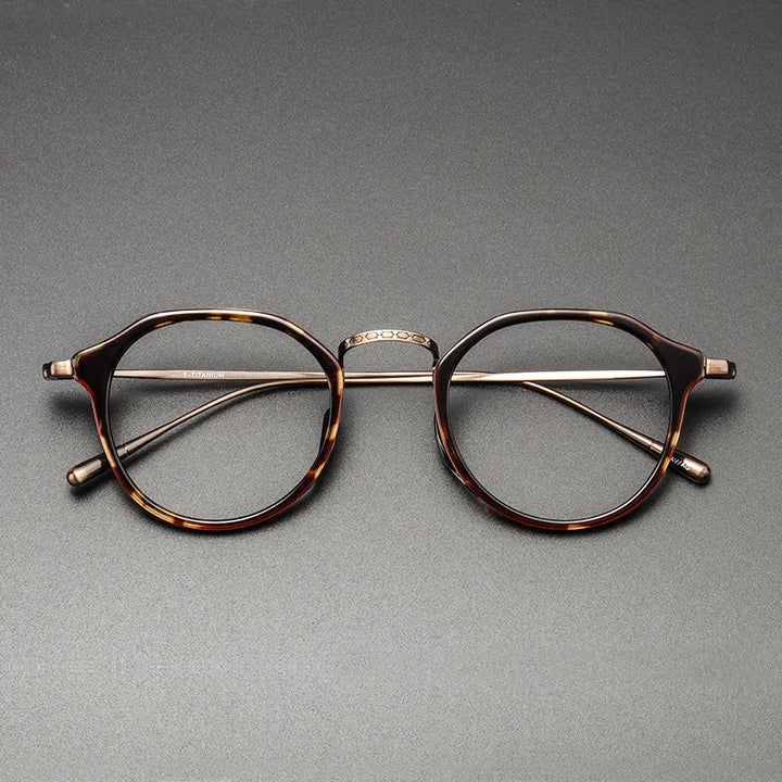 Black Mask Men's Full Rim Flat Top Oval Titanium Acetate Eyeglasses 4213 Full Rim Black Mask Tortoise
