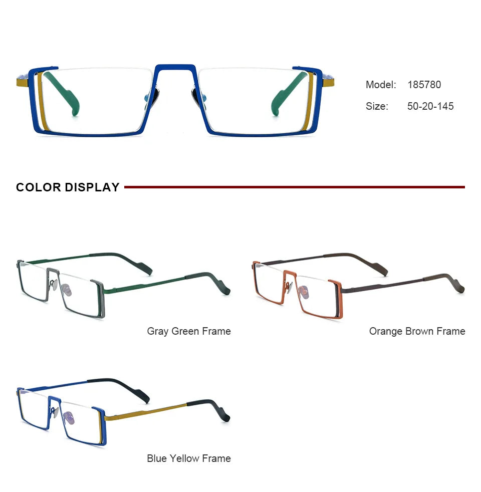 Nobler Unisex Semi Rim Square Titanium Eyeglasses 18780 Semi Rim Nobler