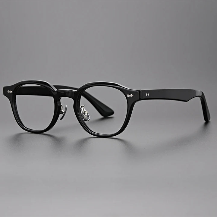 Hewei Unisex Full Rim Round Acetate Eyeglasses 0013 Full Rim Hewei black  