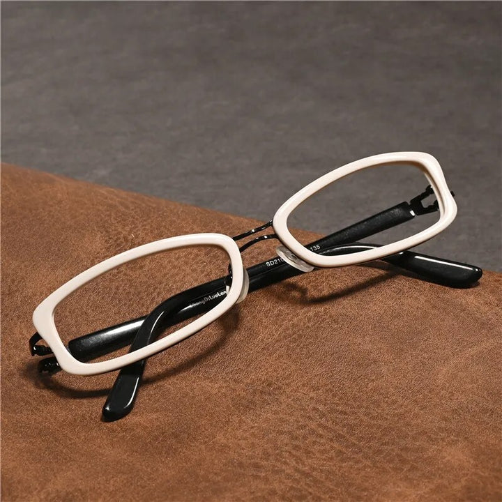 Cubojue Unisex Full Rim Rectangle Double Bridge Tr 90 Titanium Hyperopic Reading Glasses Sd2133 Reading Glasses Cubojue white black 0
