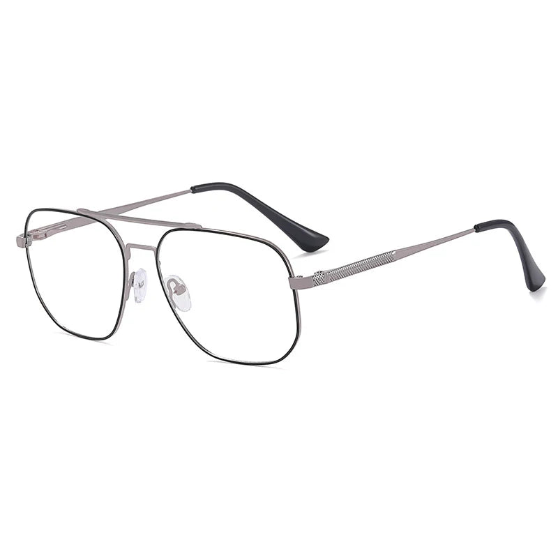 CCspace Unisex Full Rim Large Square Double Bridge Alloy Eyeglasses 57238 Full Rim CCspace C6BlackGun
