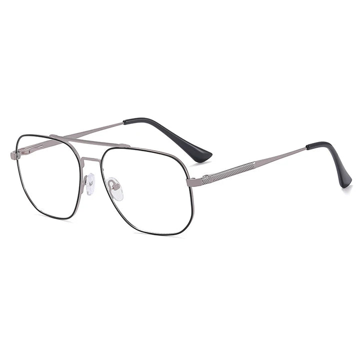 CCspace Unisex Full Rim Large Square Double Bridge Alloy Eyeglasses 57238 Full Rim CCspace C6BlackGun