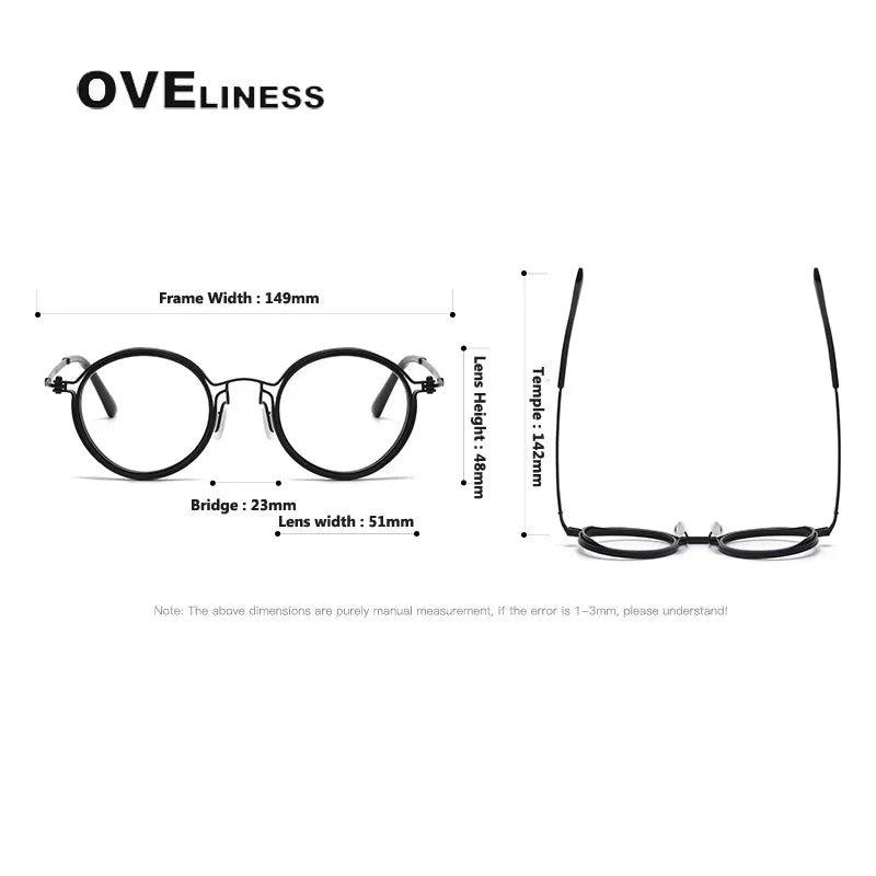 Oveliness Unisex Full Rim Round Acetate Titanium Eyeglasses 25860