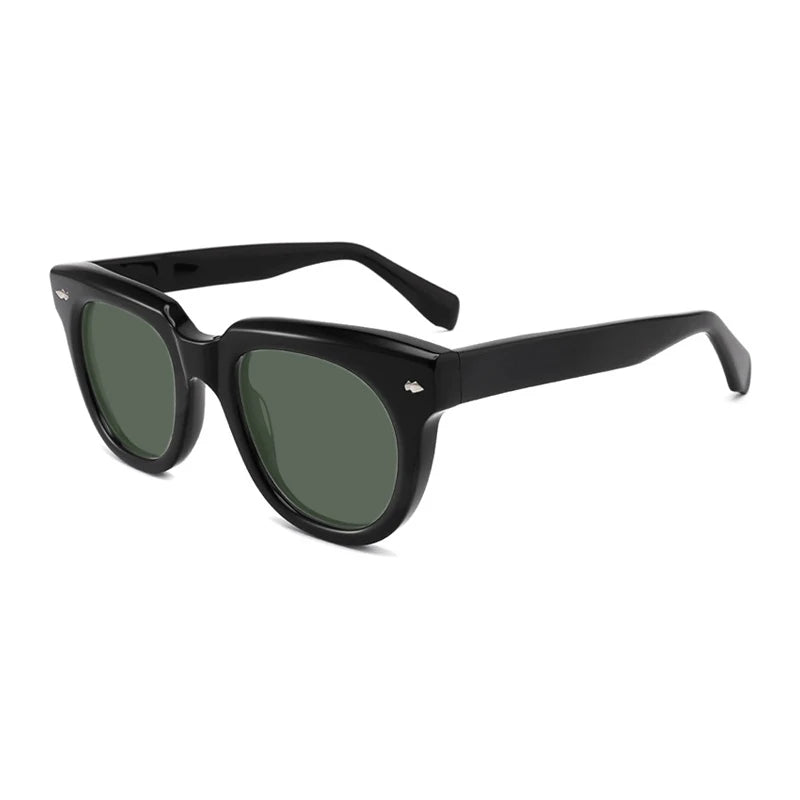 Gatenac Unisex Full Rim Square Acetate Polarized Sunglasses Mo17 Sunglasses Gatenac Black Green