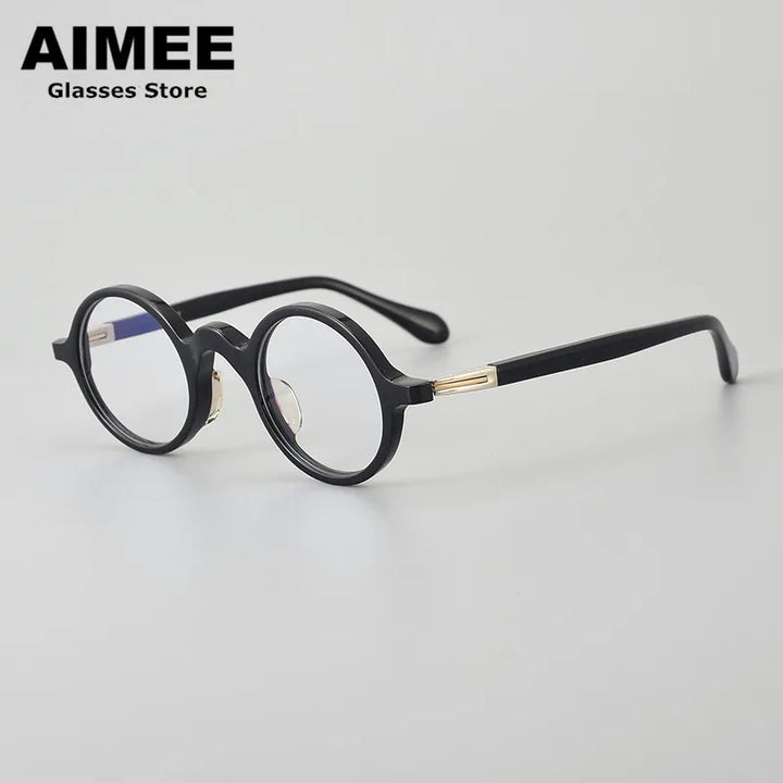Aimee Women's Full Rim Round Titanium Acetate Eyeglasses 84203 Full Rim Aimee Black