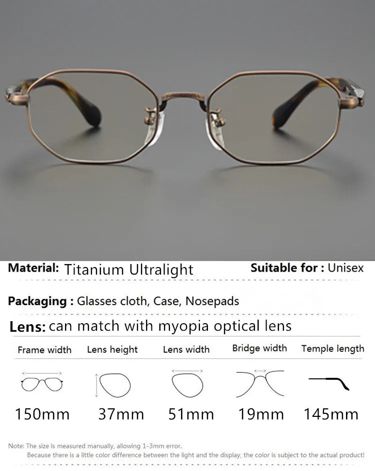 Aimee Unisex Full Rim Flat Top Polygon Titanium Eyeglasses 11092 Full Rim Aimee