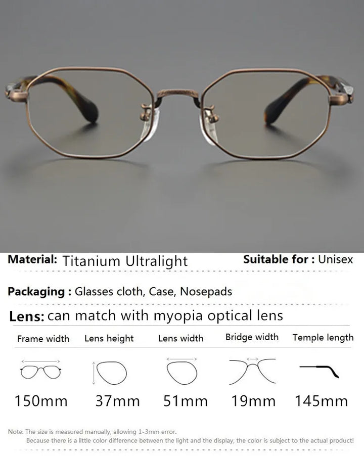 Aimee Unisex Full Rim Flat Top Polygon Titanium Eyeglasses 11092 Full Rim Aimee